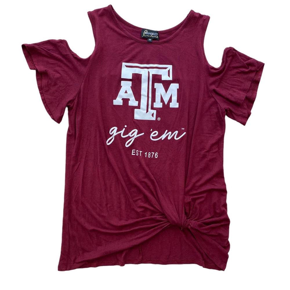 L/XL Texas A&M Gameday Couture Cutout Shoulder Top